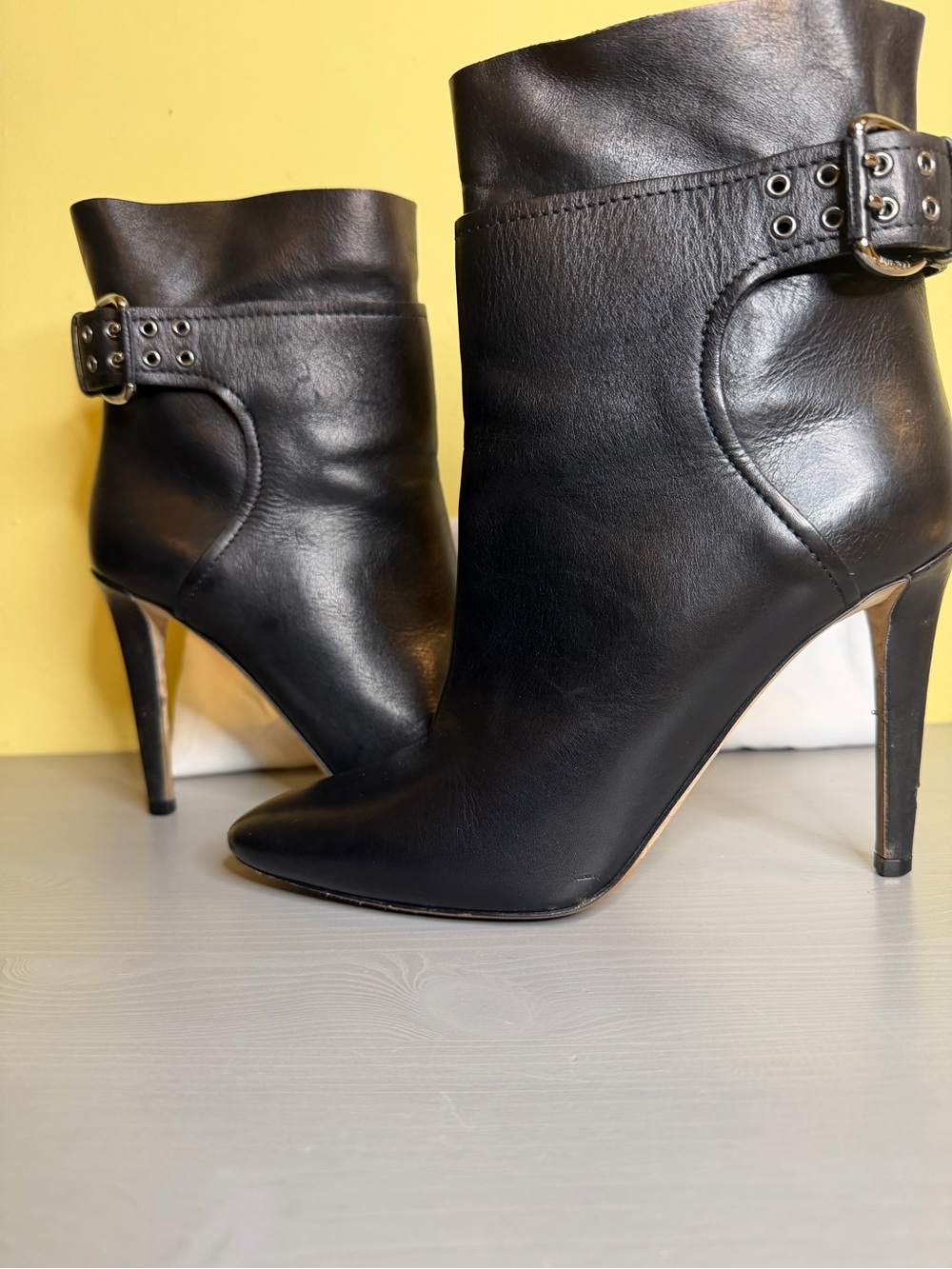 Jimmy Choo Major 100 Black Leather High-Heel Ankle Boots, size 38/ size 8